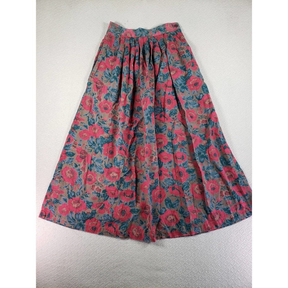 Eddie Bauer Skirt Womens 6 Multicolor Floral Pleated 100% Cotton Flare VTG